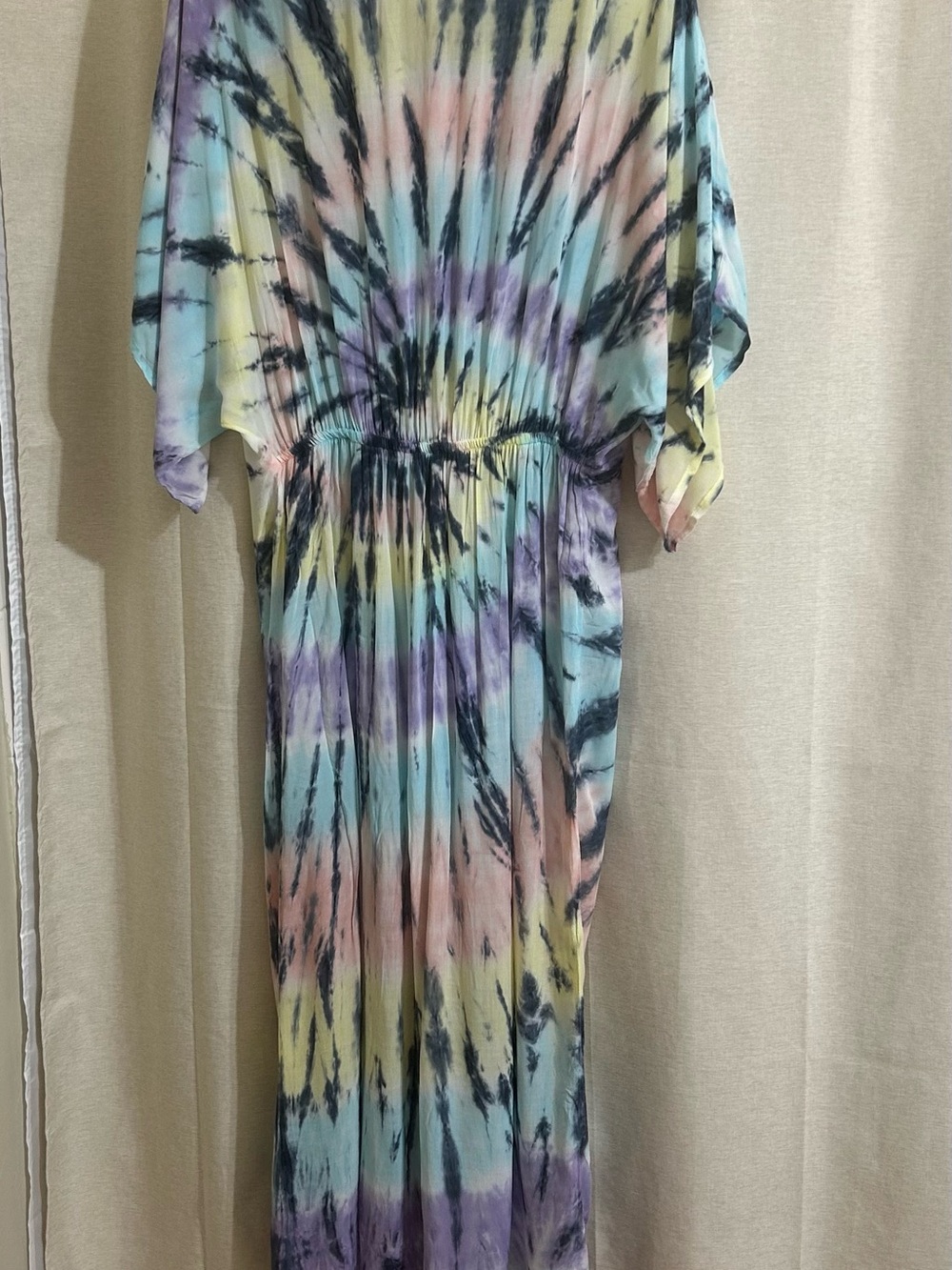 Surf Gypsy Pastel Tie-Dye Maxi Dress in Blue, Purple, Yellow, Pink - Picture 5 of 9